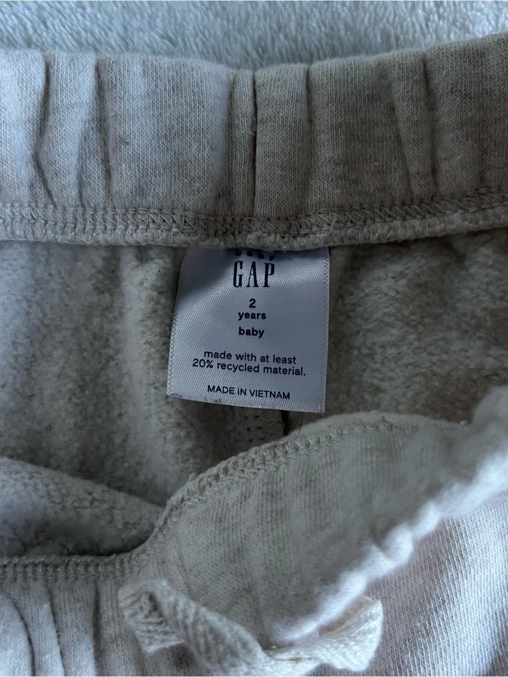GAP 2T Baby Toddler Light Tan Kids Fleece Joggers with Pink Logo